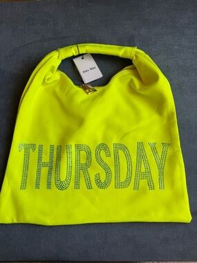 Alex Max THURSDAY Iridescent Crystal Embellished Neon Shoulder Bad Large New